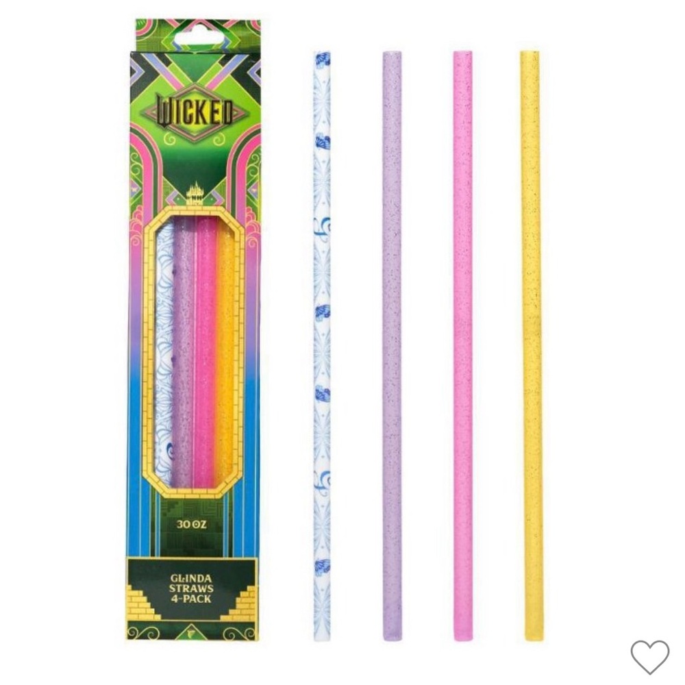 Wicked For Good Glinda Straws 4 Pack 30 Ounce Reusable Tumbler Accessories NWT